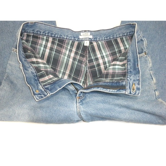 L.L. Bean Denim - LL Bean Jeans Womens 18 Blue Double L Ultra High Rise Tapered‎ Leg Flannel Lined